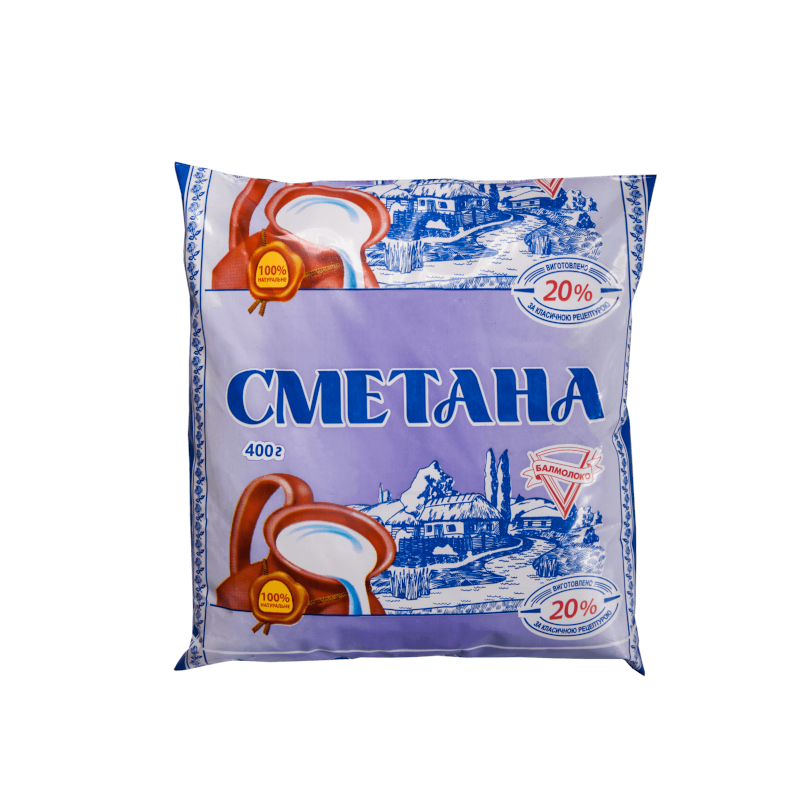 Сметана БАЛМОЛОКО 20%, 450г, плівка поліетиленова